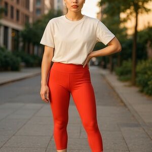 ZYIA Active Orange Shiny Vibrant Stretchy Leggining